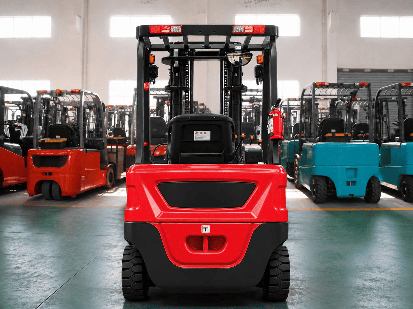 Carrello elettrico HUATENG CPD15, vista posteriore in fabbrica