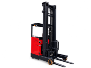 Carrello retrattile seduto Huateng CQD-H, vista a tre quarti del montante / lato forche