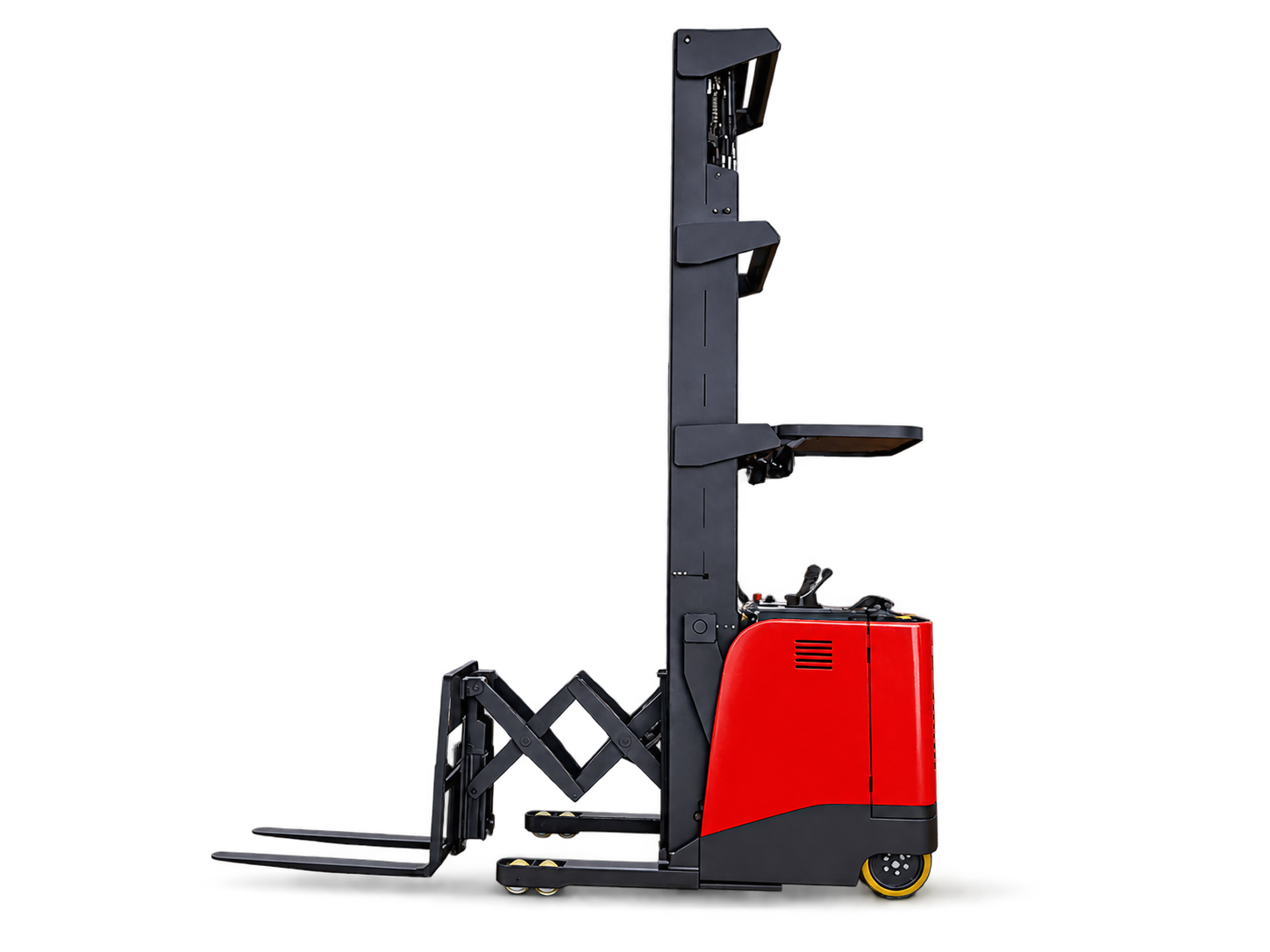 Carrello retrattile a doppia profondità in piedi Huateng CQDJ-S, vista laterale con pantografo esteso