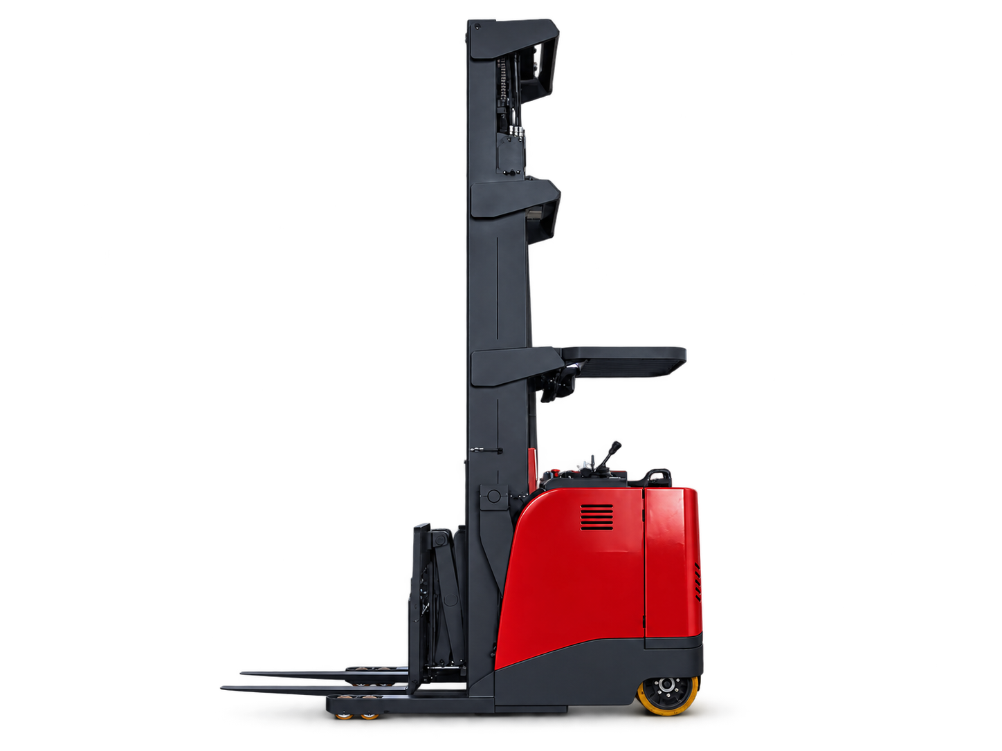 Carrello retrattile a doppia profondità in piedi Huateng CQDJ-S, vista laterale con pantografo retratto