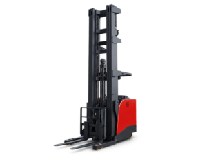Carrello retrattile a doppia profondità in piedi Huateng CQDJ-S, vista alternativa a tre quarti del montante / forche