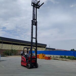 2 ton electric forklift with the mast raised at the factory yard — configuration example