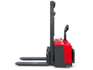 HUATENG HT-CDD20 — stoccatore elettrico per pallet con pedana — vista laterale del prodotto con forche abbassate